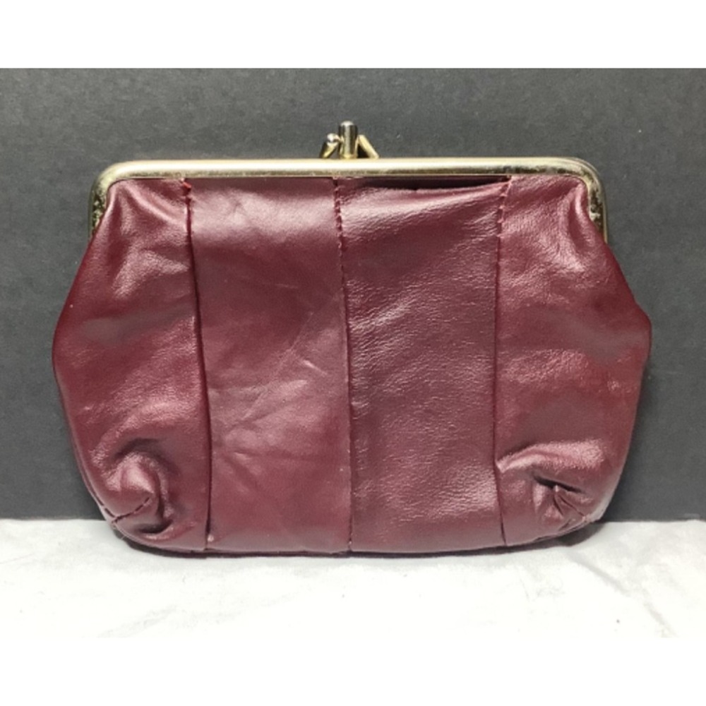 Vintage Roger Gimbel Small Clutch Purse Kiss Lock Maroon Dark Red 8"